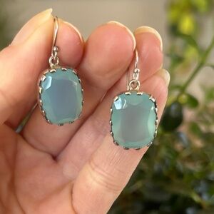 Sterling Silver and Aqua Chalcedony Earrings